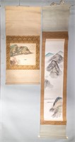 2 Japanese Scrolls Mountain Landscapes