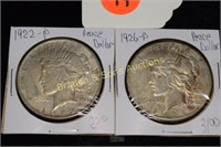 US 1922-P AND 1926-P PEACE SILVER DOLLARS