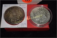 US 1881-S AND 1921-P MORGAN SILVER DOLLARS