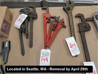 LOT, (3) RIDGID PIPE WRENCHES (2-14" & 1-18")