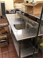 94” x 30” x 35” tall stainless table with sink