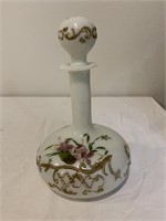 Victorian Painted Milk Glass Decanter