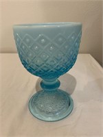 Antique Blue Opalescent Vase Compote