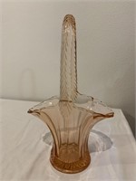 Pink Depression Glass Basket - Tall