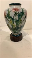 Green Thistle Vase Hand Pinted