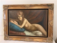Large Nude Original Oil Painting Beautiful Frame