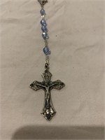 Beautiful Rosary Light Blue Rhinestones