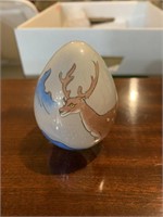 Reverse Painted Glass Egg with Deer