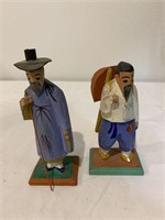 2 Wood Figures Asian Men