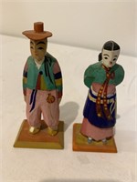2 Wood Figures Made in Korea