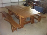 Amish Made 8 Ft. Black Walnut Table w/ Benches