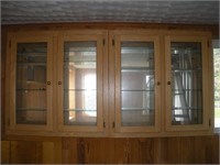 2 Amish Made Oak Curio Wall Cabinets Mirror Back