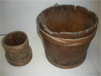 2 Antique Wood Buckets