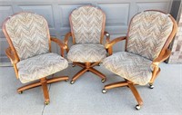 3 ROLLING KITCHEN CHAIRS