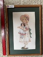 LITTLE GIRL with DOLL in CROSS-STITCH