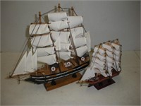 2 Repro. Windjammer Sailing Ships, Tallest 12in.