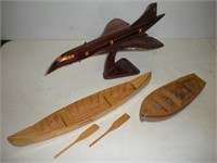 Boat and Plane Wooden Displays Longest 15 inches