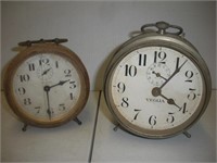 Vintage Alarm Clocks, Bayard(5 in.), Veglia(6in.)