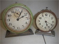 Vintage Alarm Clocks, Bayard(5 in.), Veglia(4in.)