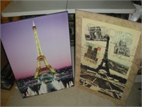 2 Eiffel Tower Prints on Composite Board, 36x24