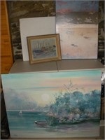 3 Seaside Wall Art Pieces, Largest 48x36
