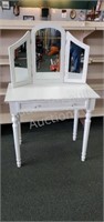 Modern single drawer white vanity with folding