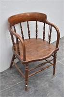 Vintage Wood Barrel Back Captains Chair