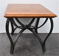 Wood Top End Table w/ Curved Metal Legs