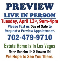 PREVIEW LIVE IN PERSON - TUESDAY APRIL 13th
