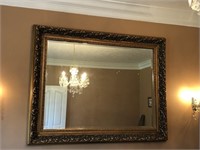 Large Ornately Framed Beveled Mirror