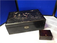 Antique Writing Desk w/Inlay & Small Box