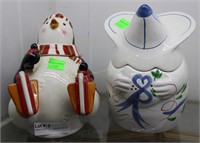 Two themed cookie jars: Mouse & Penguin