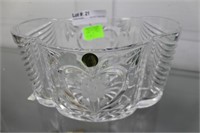Floral oval shaped Slovakia made cut glass center