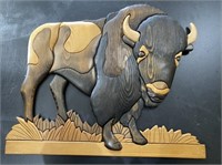 Woodcarved Bison Wall Hanging