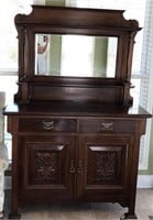 Antique Sideboard with Beveled Mirror - England