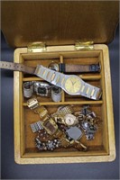 Jewelry box with ladies watches incl Fossil,