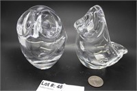 Pair of crystal owl candy dishes