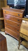 Maple chest 5 drawer late 19 th century early 20