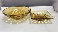 Amber Carnival Glass Bowl Set