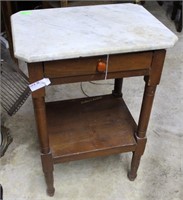 marble top Single drawer side table with Bakelite