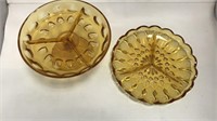 Amber Carnival Glass Pickle Dishes