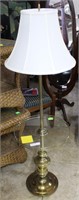 Brass lamp table with glass table top 16” x 55”