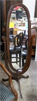 Oval dressing mirror on stand 23” x 63” H