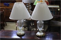Pair of crystal table lamps 27” H