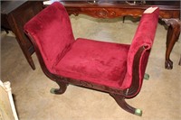 Dressing bench in ruby red fabric 37” x  18” x