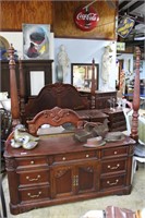 Highly carved Cherry stained bedroom suite incl