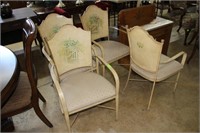 Four garden gate painted metal arm chairs