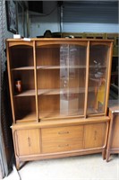 Mid century glass front China cabinet with under