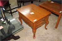 Oak double drawer end table 26”x 20” x21