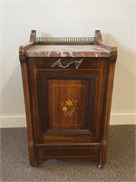 Antique Marble Top Ash Drawer Cabinet